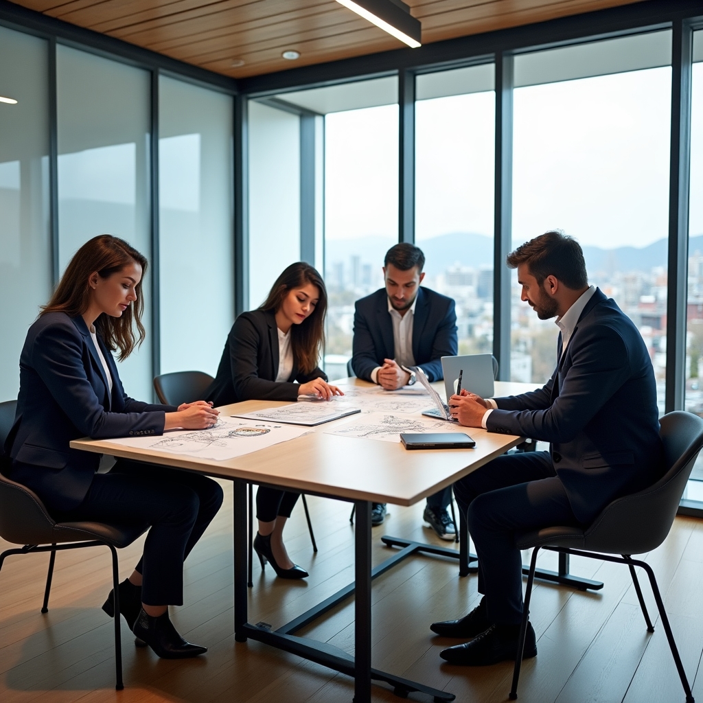 Real estate team collaborating on project documentation